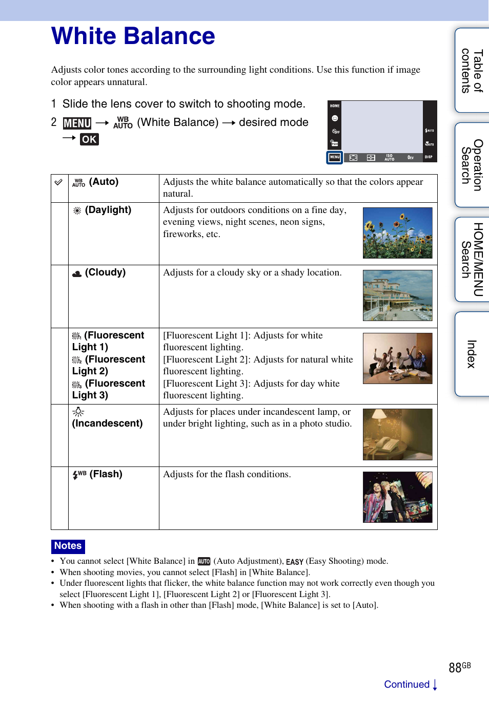 White balance | Sony DSC-G3 User Manual | Page 88 / 178