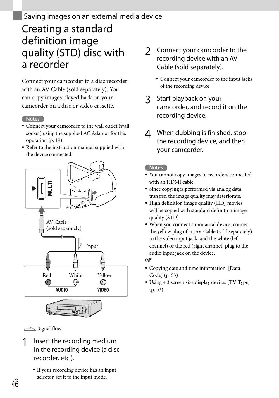 Saving images on an external media device, Saving images on an external, Media device | Sony HDR-PJ790V User Manual | Page 46 / 76
