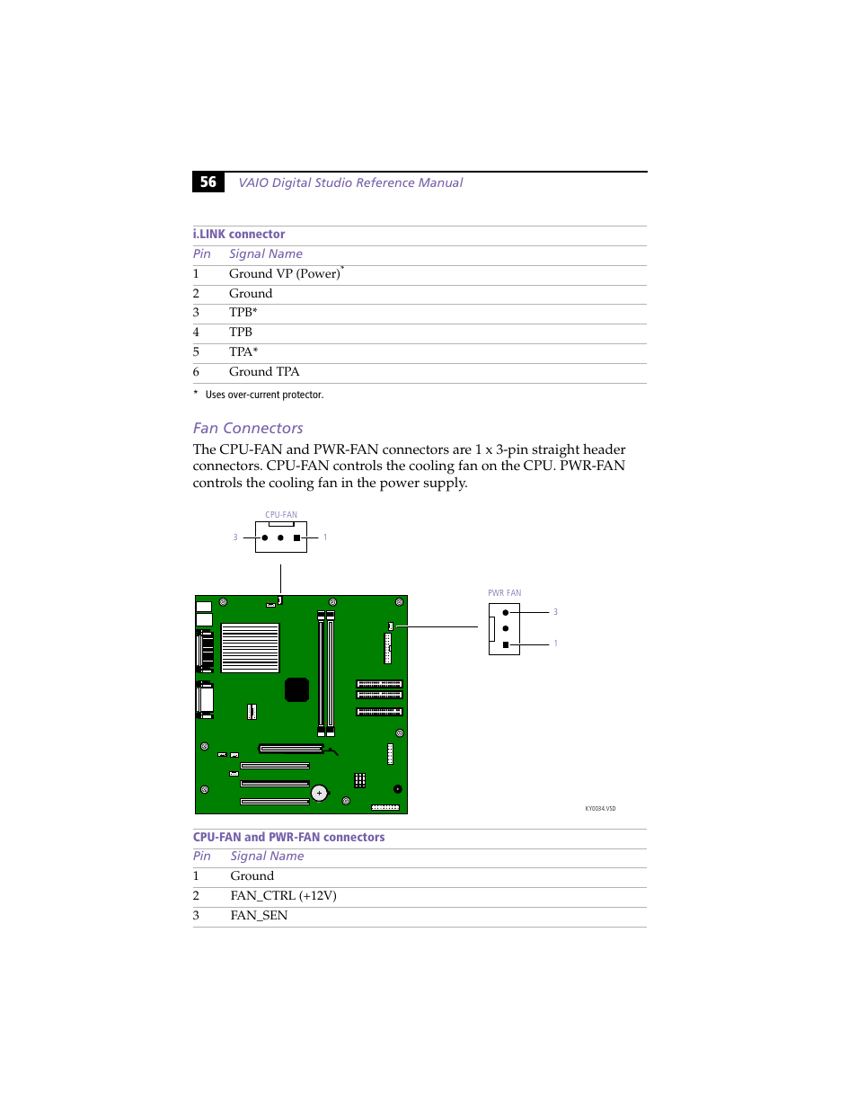 Fan connectors, 56 fan connectors | Sony PCV-RX270DS User Manual | Page 70 / 118