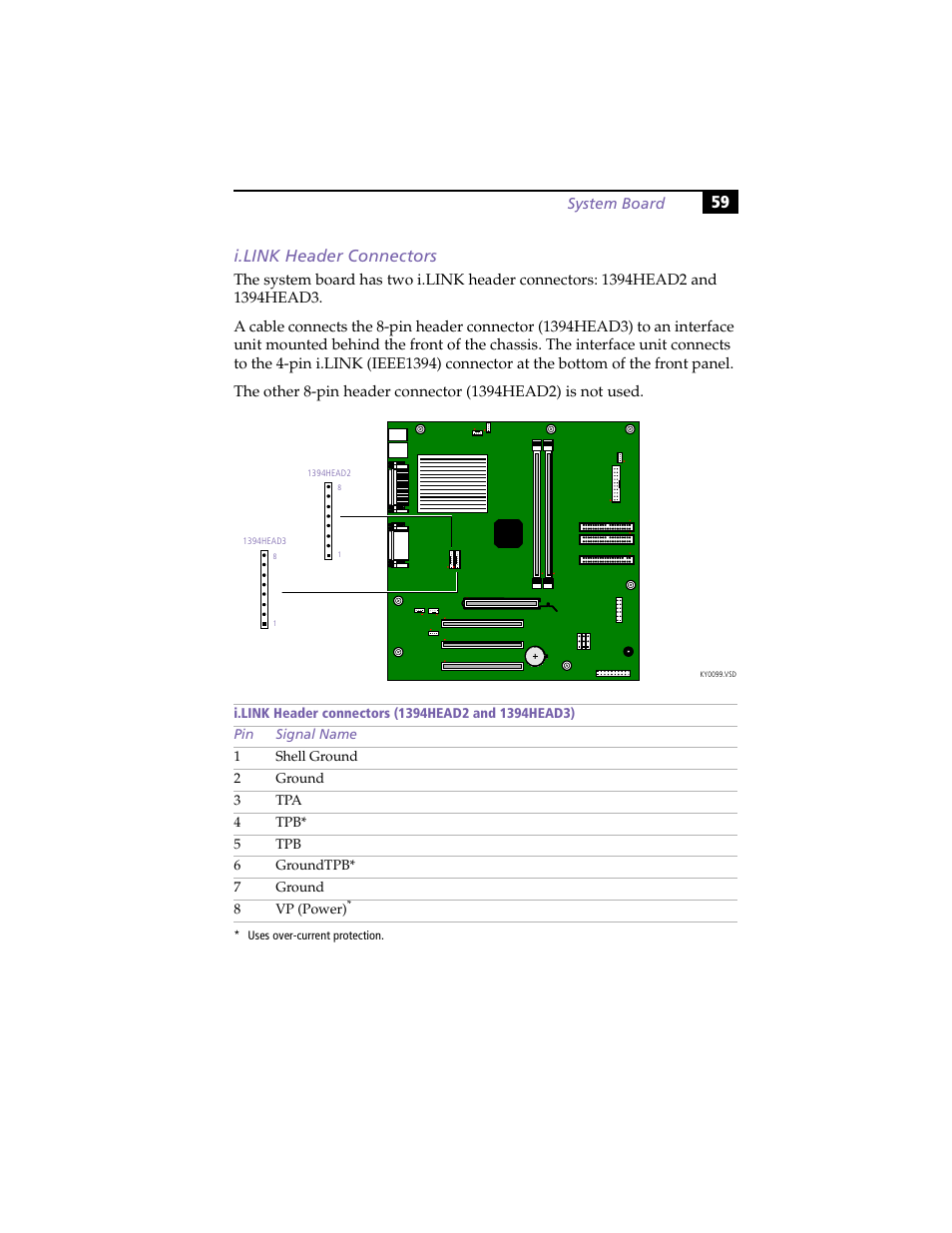 I.link header connectors, 59 i.link header connectors | Sony PCV-RX270DS User Manual | Page 73 / 118