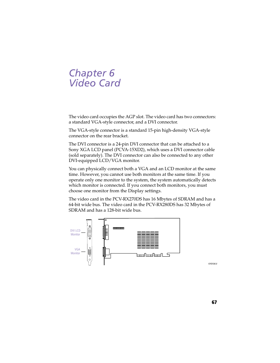 Video card, Chapter 6 — video card, Chapter 6 video card | Sony PCV-RX270DS User Manual | Page 81 / 118