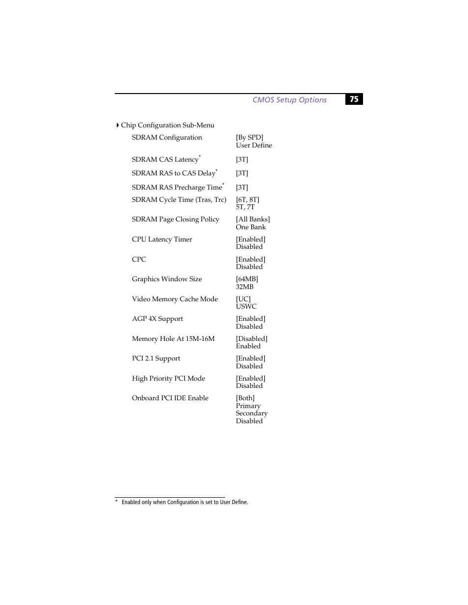 Chip configuration sub-menu | Sony PCV-RX270DS User Manual | Page 89 / 118