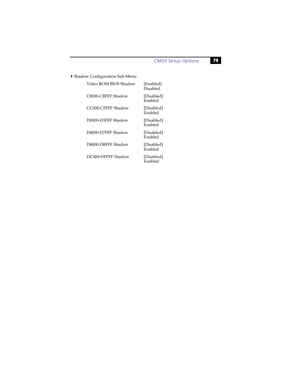 Shadow configuration sub-menu | Sony PCV-RX270DS User Manual | Page 93 / 118