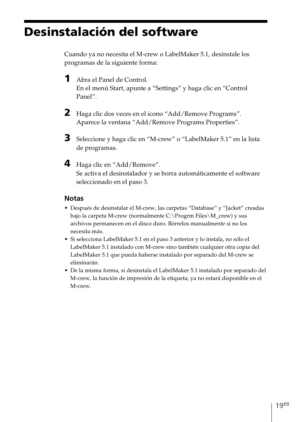 Desinstalación del software | Sony MDS-PC3 User Manual | Page 103 / 254