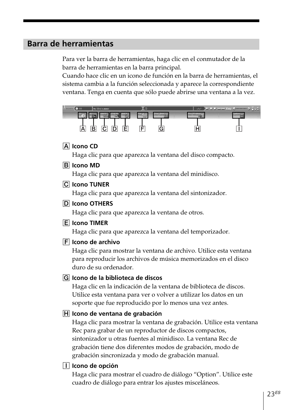 Barra de herramientas | Sony MDS-PC3 User Manual | Page 107 / 254
