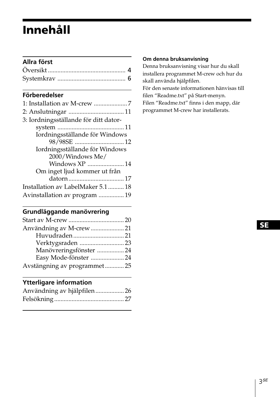Innehåll | Sony MDS-PC3 User Manual | Page 143 / 254