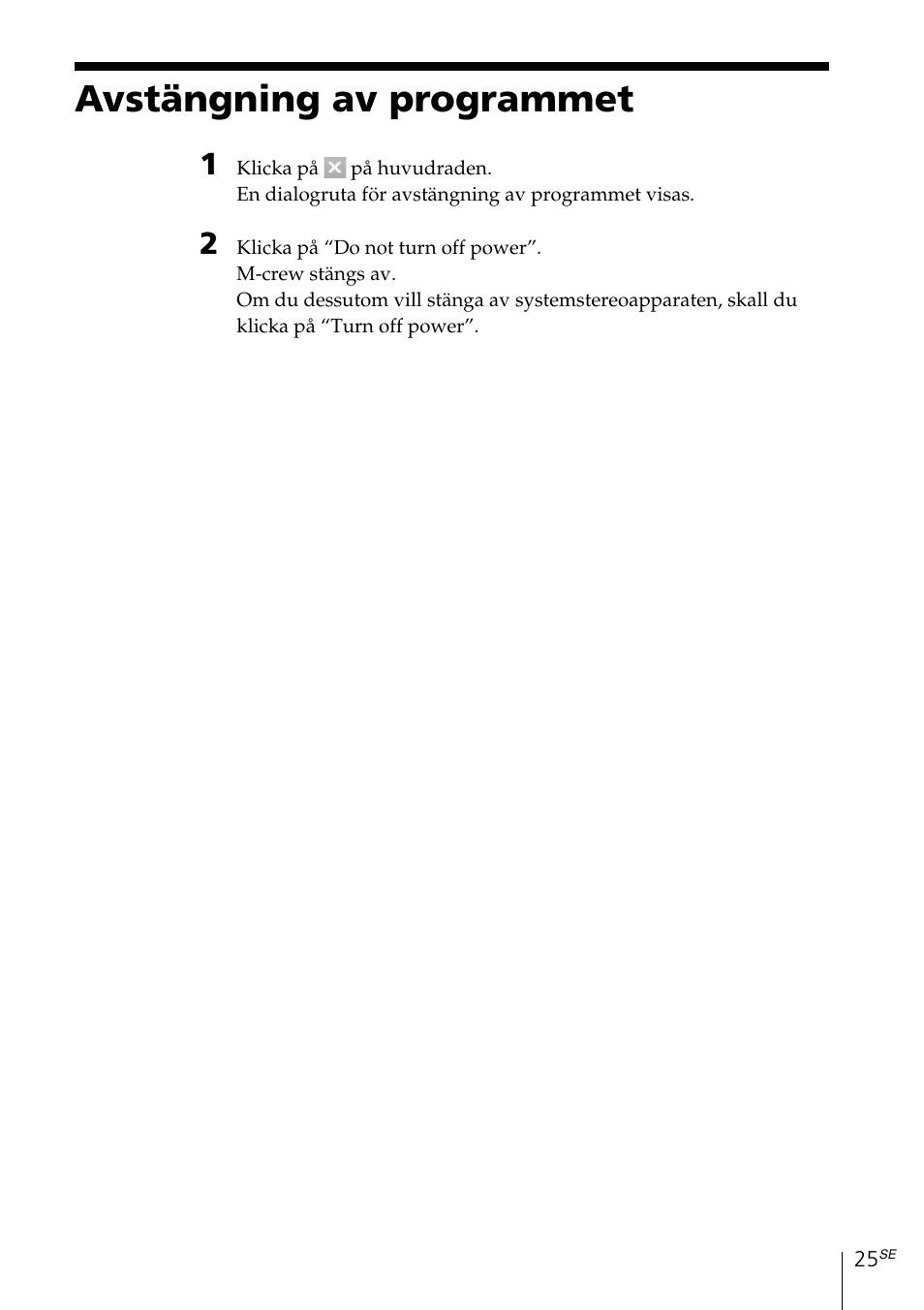 Avstängning av programmet | Sony MDS-PC3 User Manual | Page 165 / 254