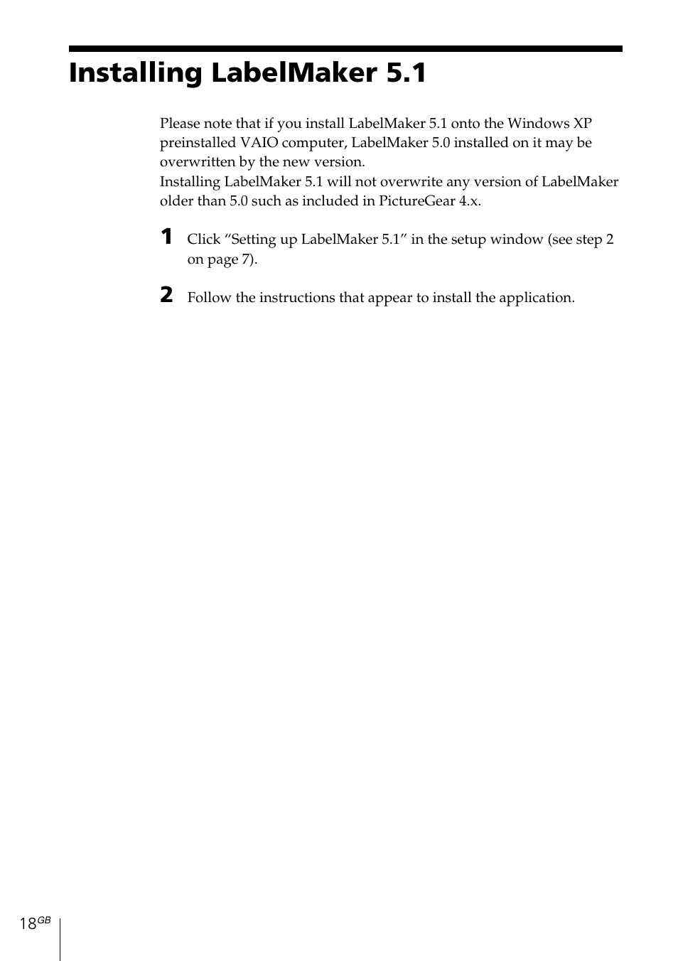 Installing labelmaker 5.1 | Sony MDS-PC3 User Manual | Page 18 / 254
