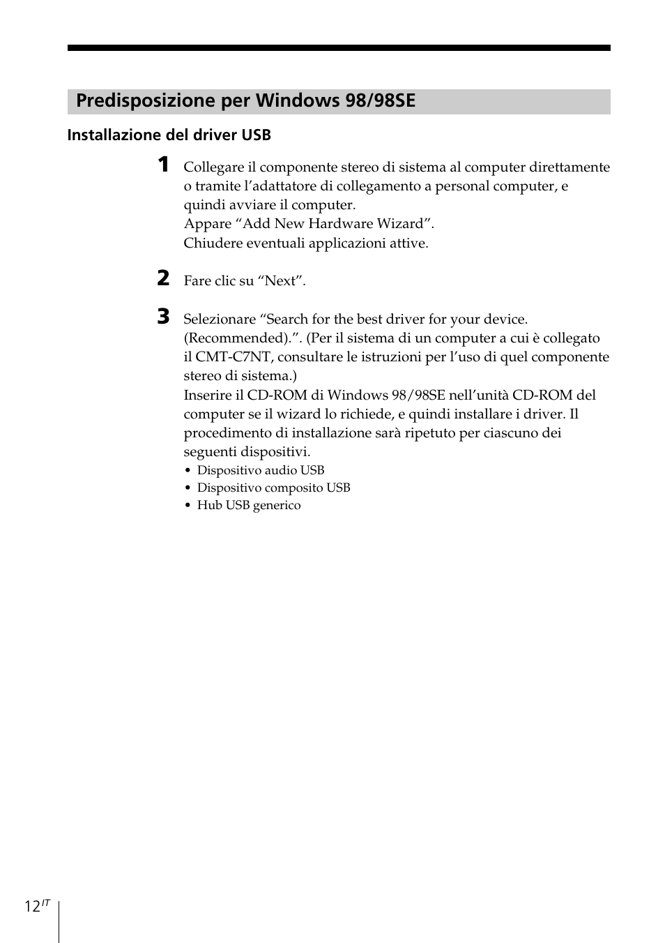 Predisposizione per windows 98/98se | Sony MDS-PC3 User Manual | Page 180 / 254