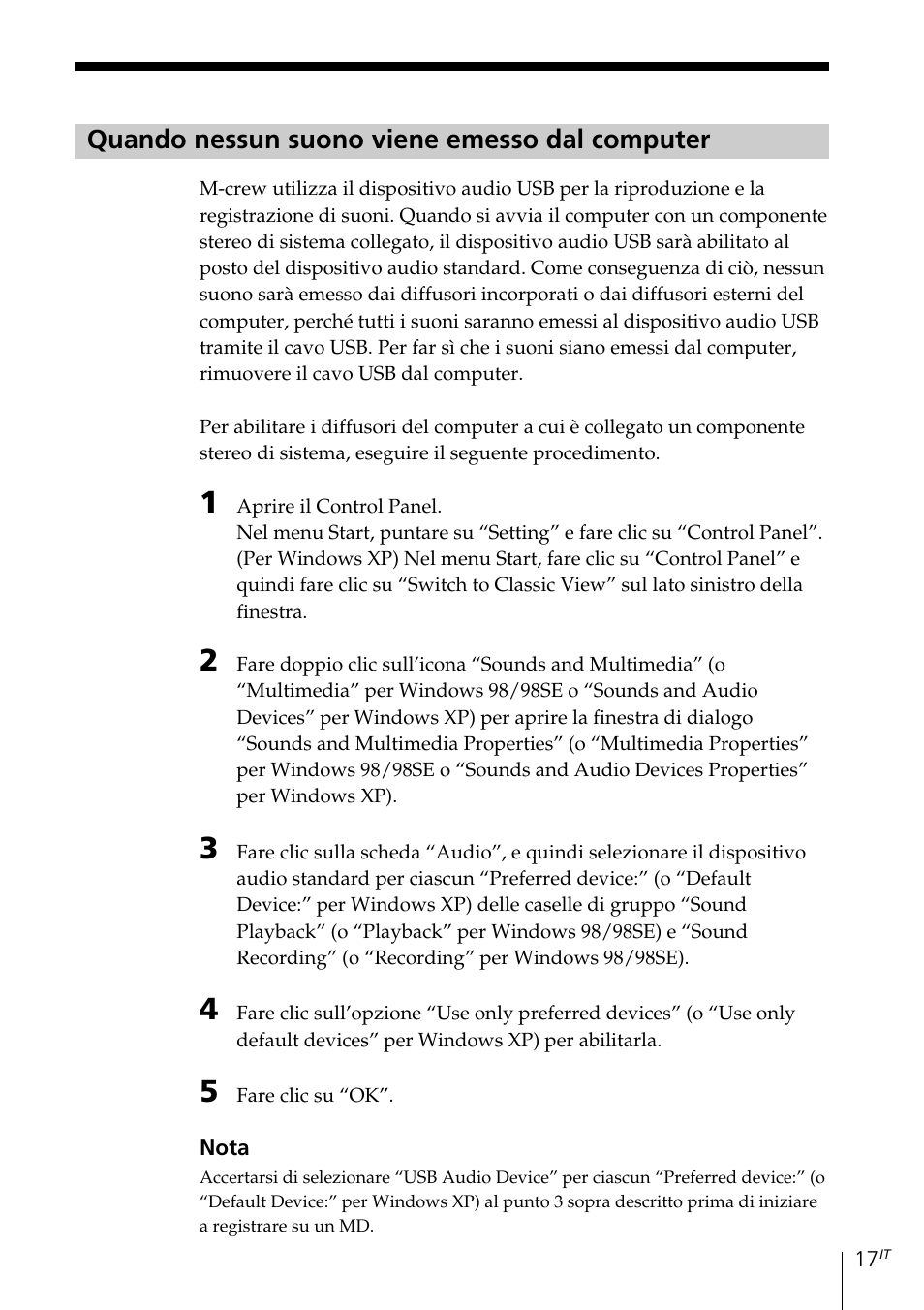 Quando nessun suono viene emesso dal computer | Sony MDS-PC3 User Manual | Page 185 / 254