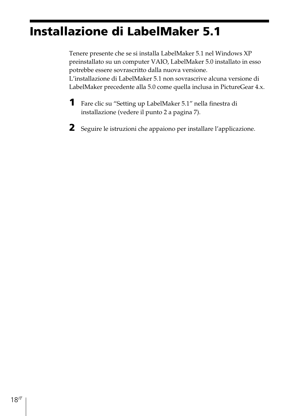 Installazione di labelmaker 5.1 | Sony MDS-PC3 User Manual | Page 186 / 254