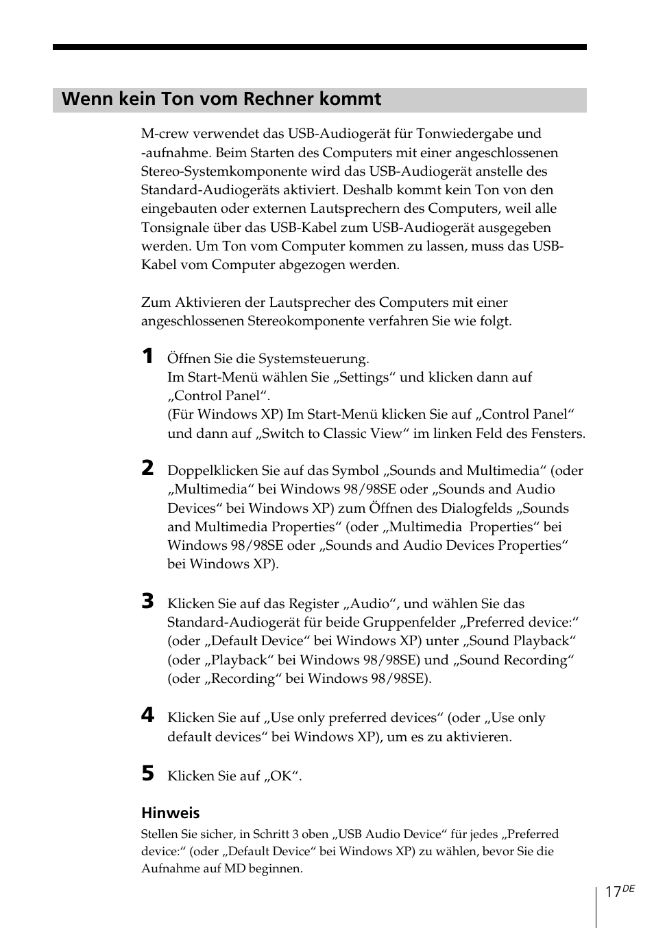 Wenn kein ton vom rechner kommt | Sony MDS-PC3 User Manual | Page 73 / 254