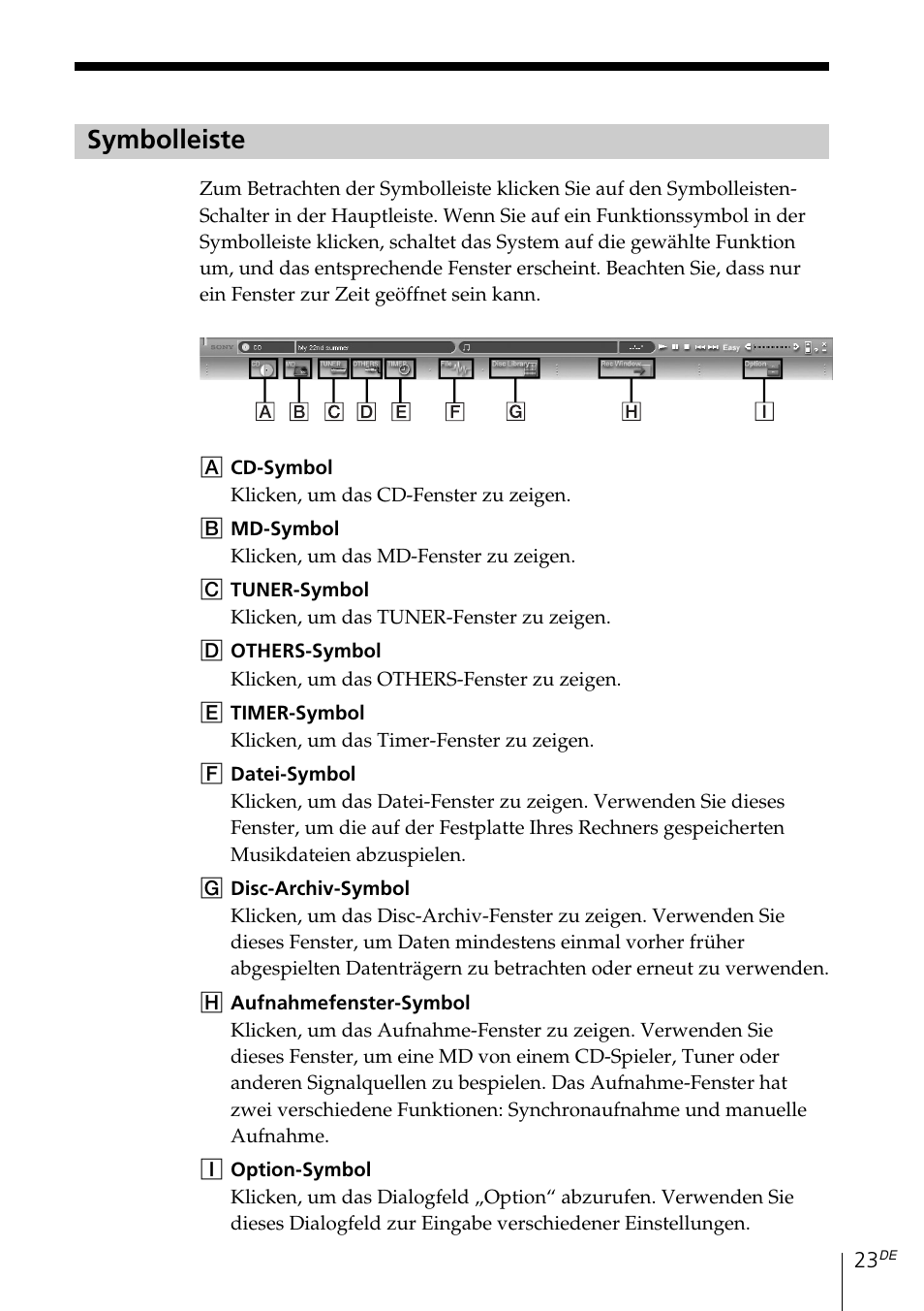 Symbolleiste | Sony MDS-PC3 User Manual | Page 79 / 254
