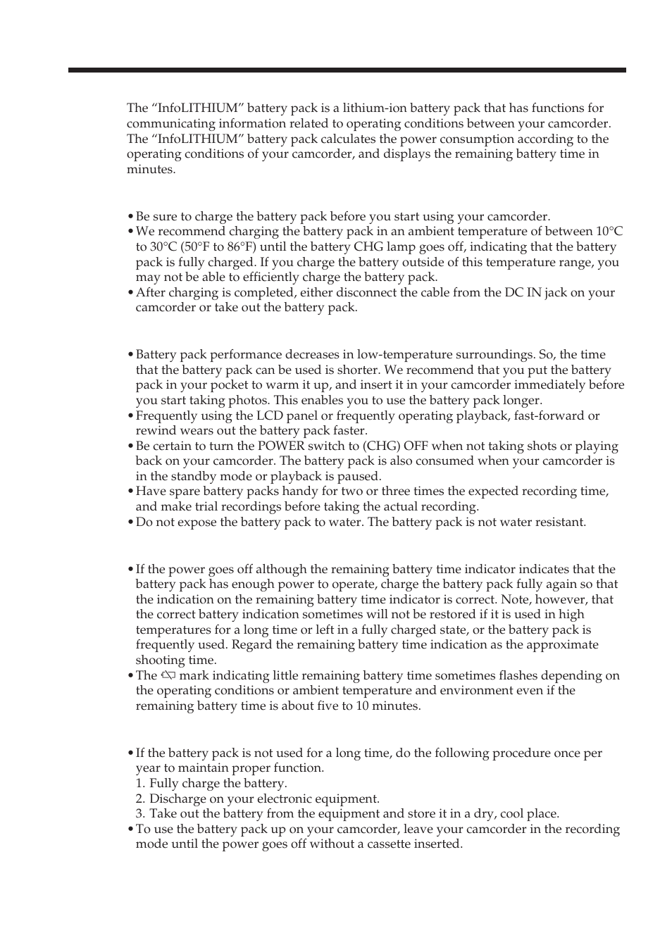 About the “infolithium” battery pack | Sony DCR-IP210 User Manual | Page 196 / 220