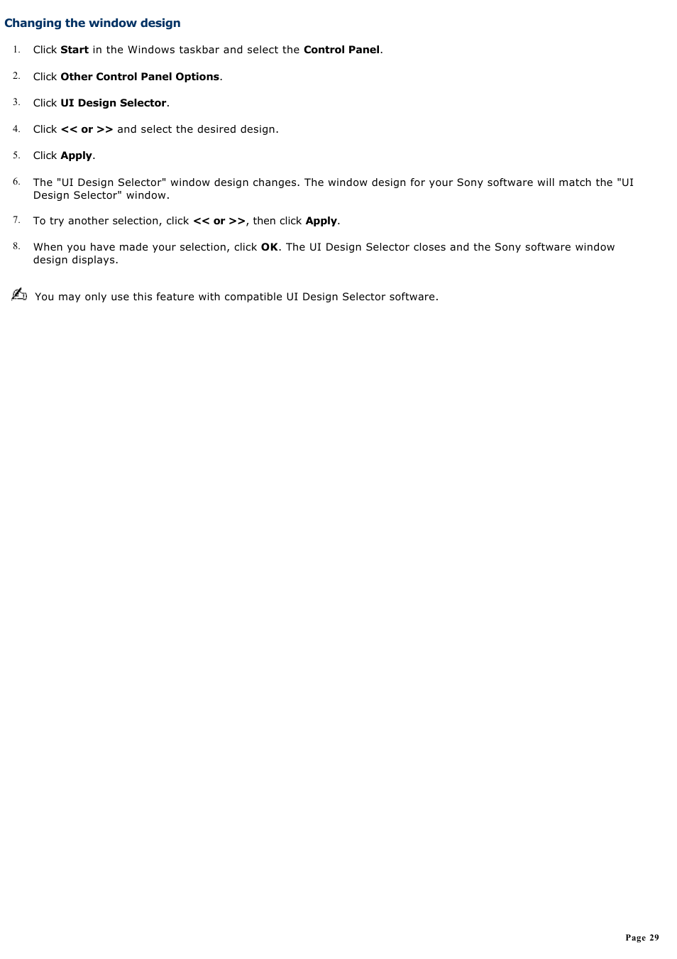 Changing the window design | Sony PCV-RXA842 User Manual | Page 29 / 97