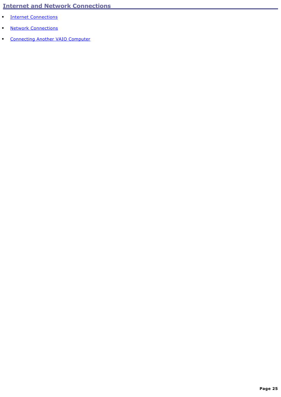 Internet and network connections | Sony PCG-V505EC User Manual | Page 25 / 148