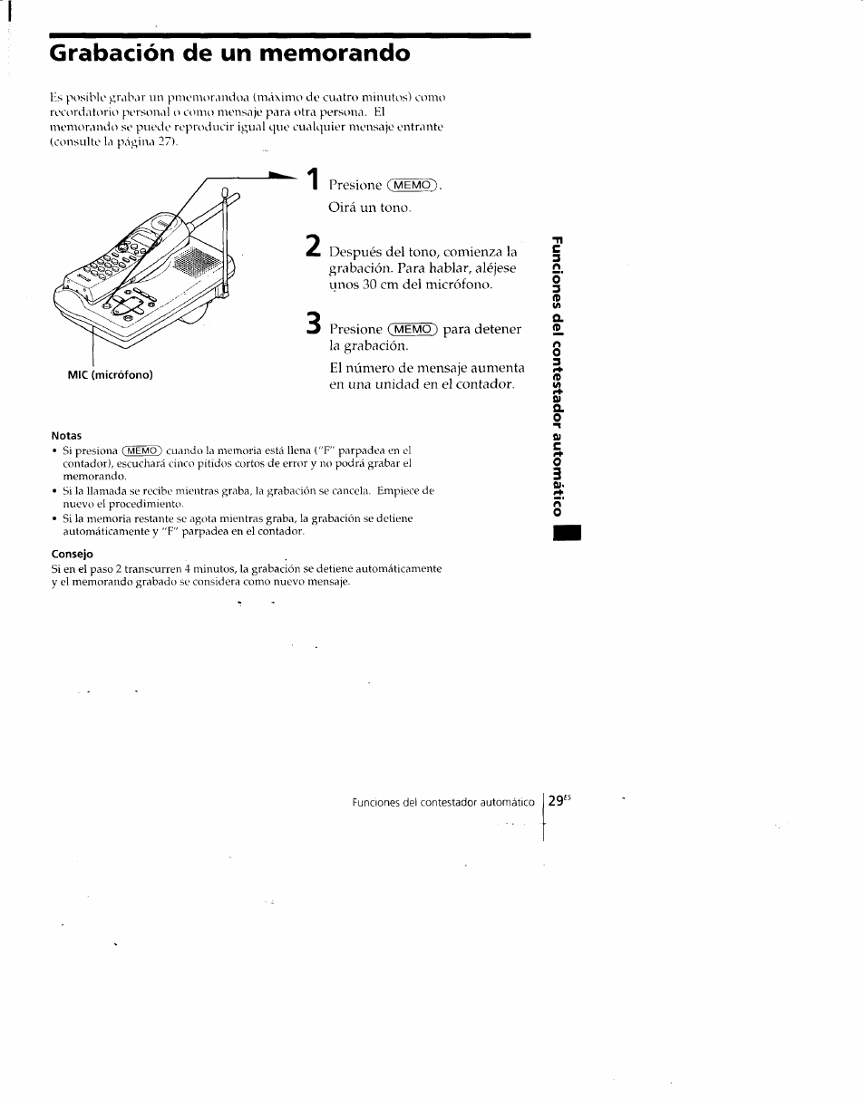 Grabación de un memorando, Notas, Consejo | Sony SPP-A700 User Manual | Page 75 / 92