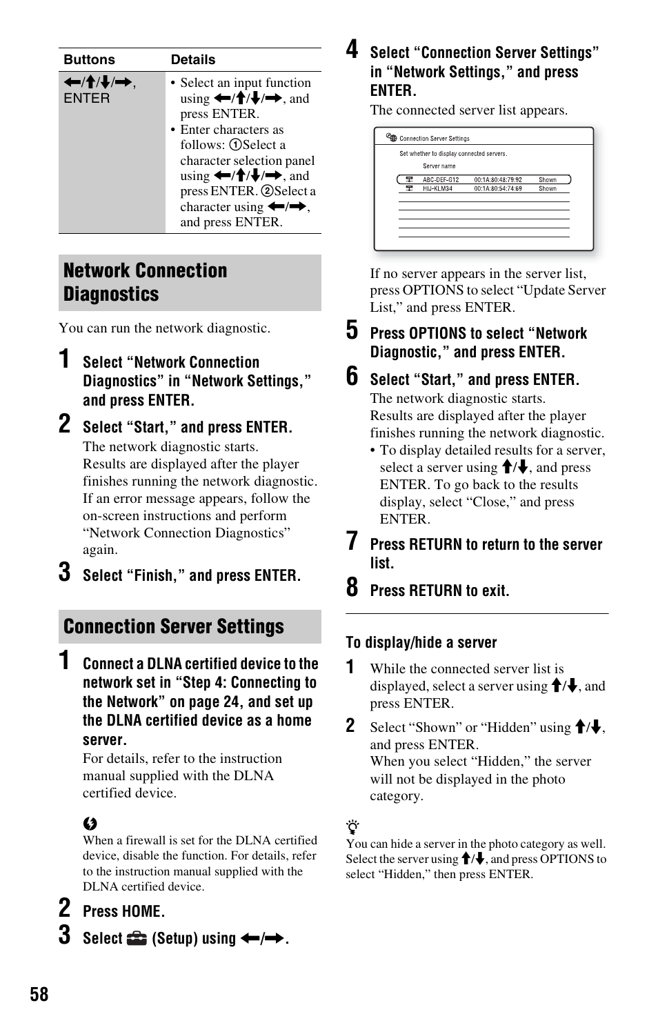 S 1 t, 8 of, Connection server settings” o | Sony BDP-S560 User Manual | Page 58 / 87