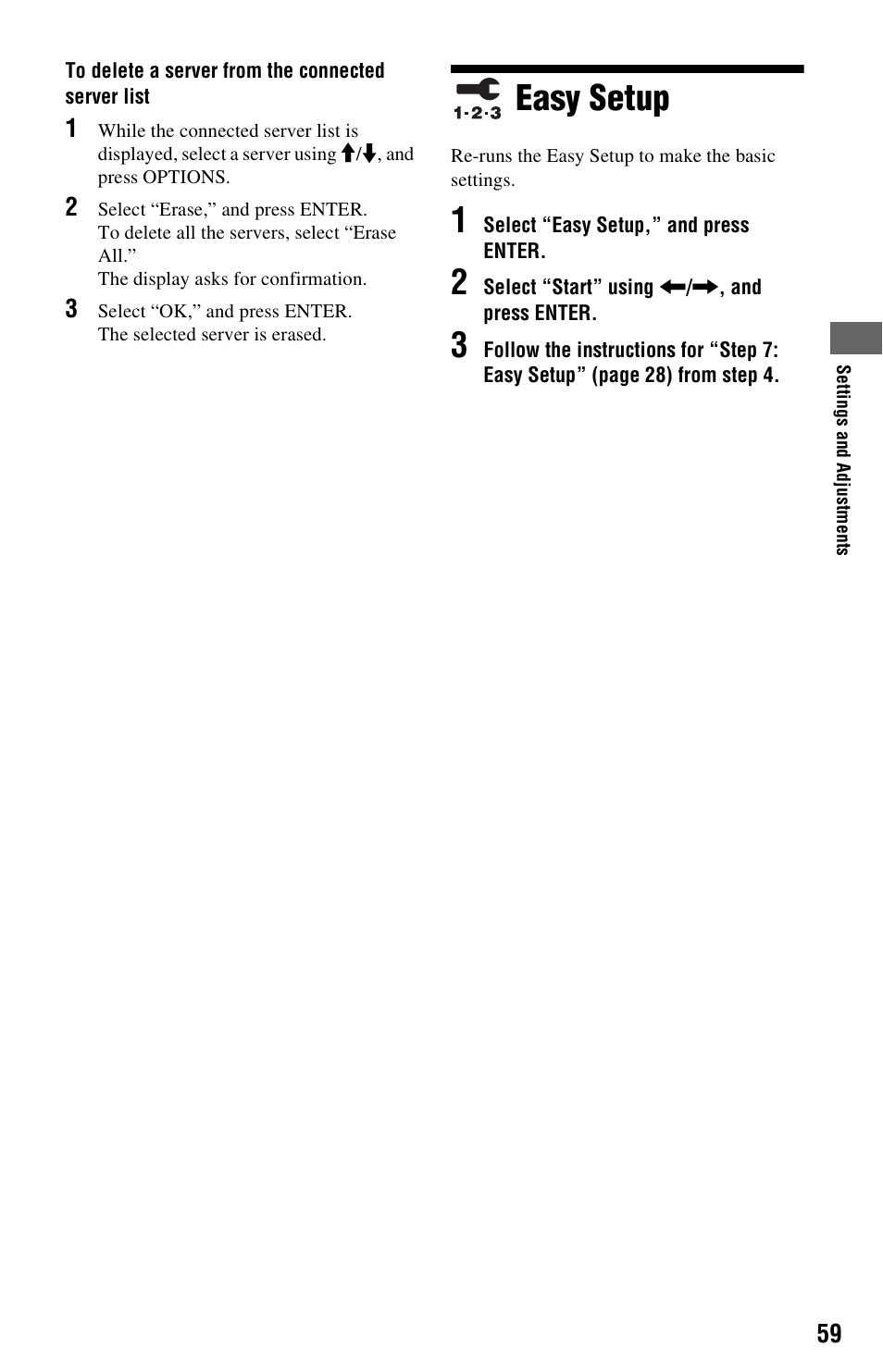 Easy setup | Sony BDP-S560 User Manual | Page 59 / 87