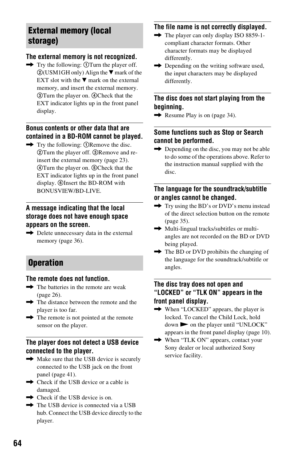 Sony BDP-S560 User Manual | Page 64 / 87