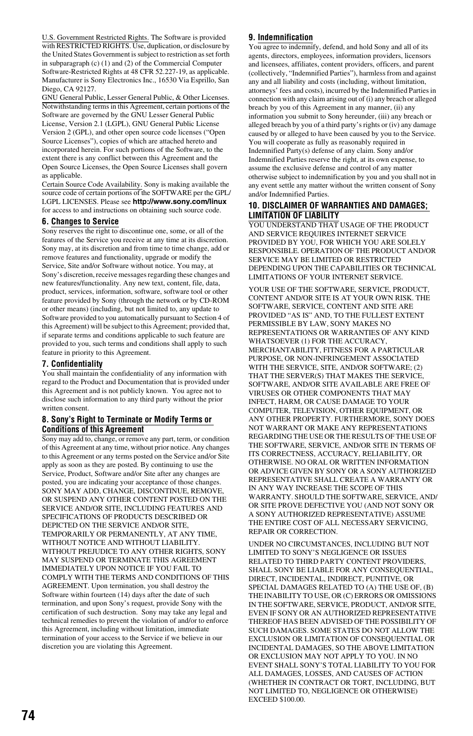 Sony BDP-S560 User Manual | Page 74 / 87