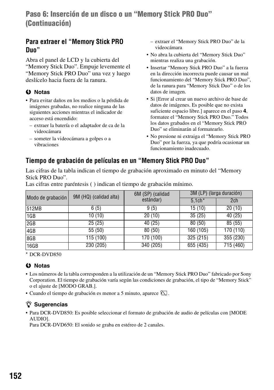 Sony DCR-DVD850 User Manual | Page 152 / 159
