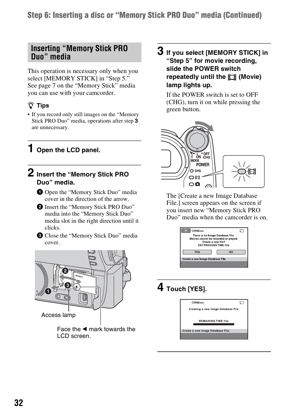P. 32) | Sony DCR-DVD850 User Manual | Page 32 / 159