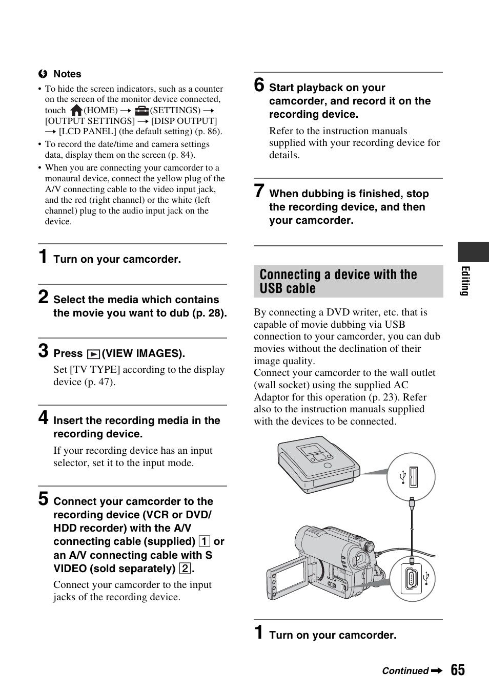 E (1) (p. 65) | Sony DCR-DVD850 User Manual | Page 65 / 159