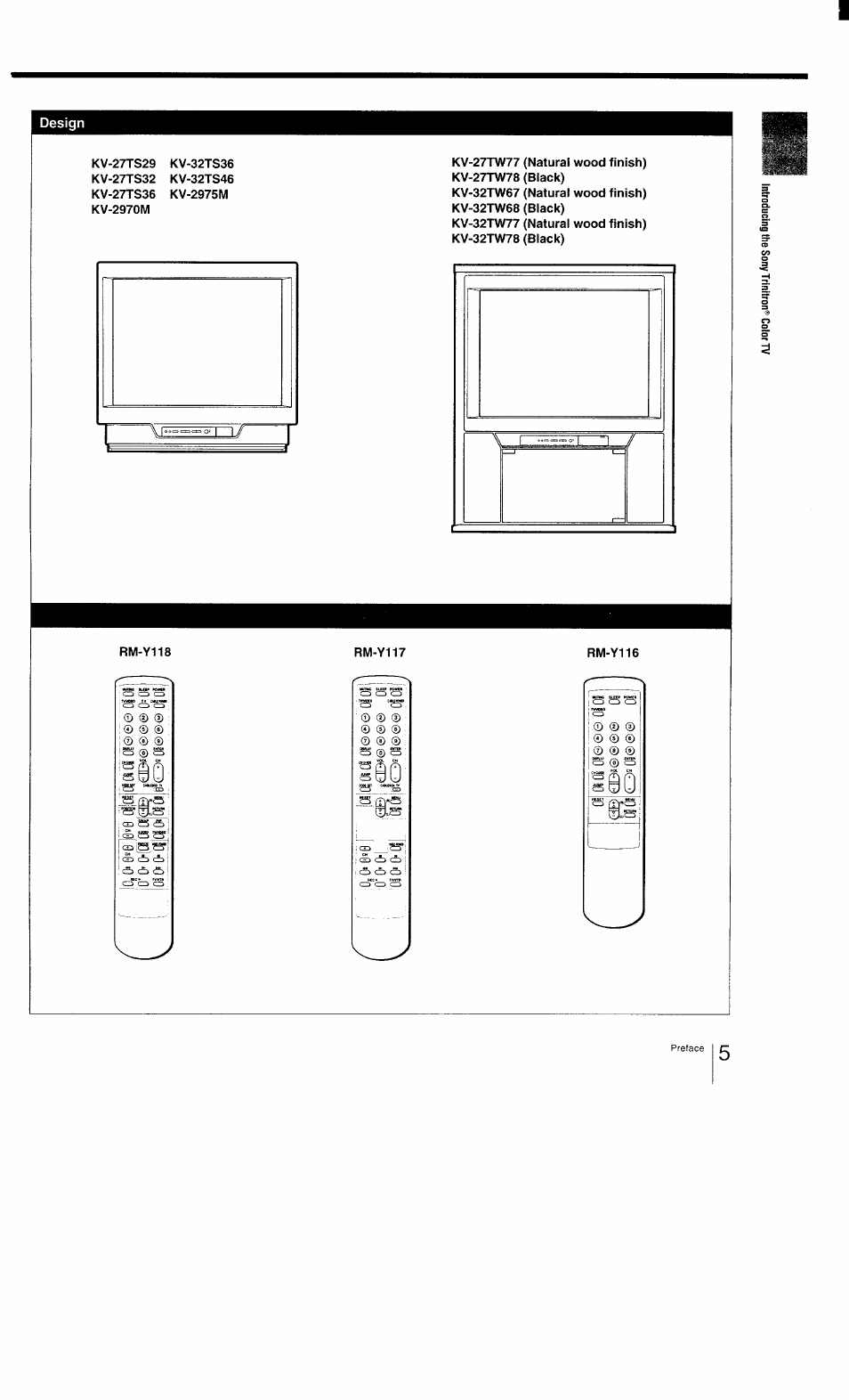 Design, S ® s s i iq | Sony KV-27TS29 User Manual | Page 5 / 59
