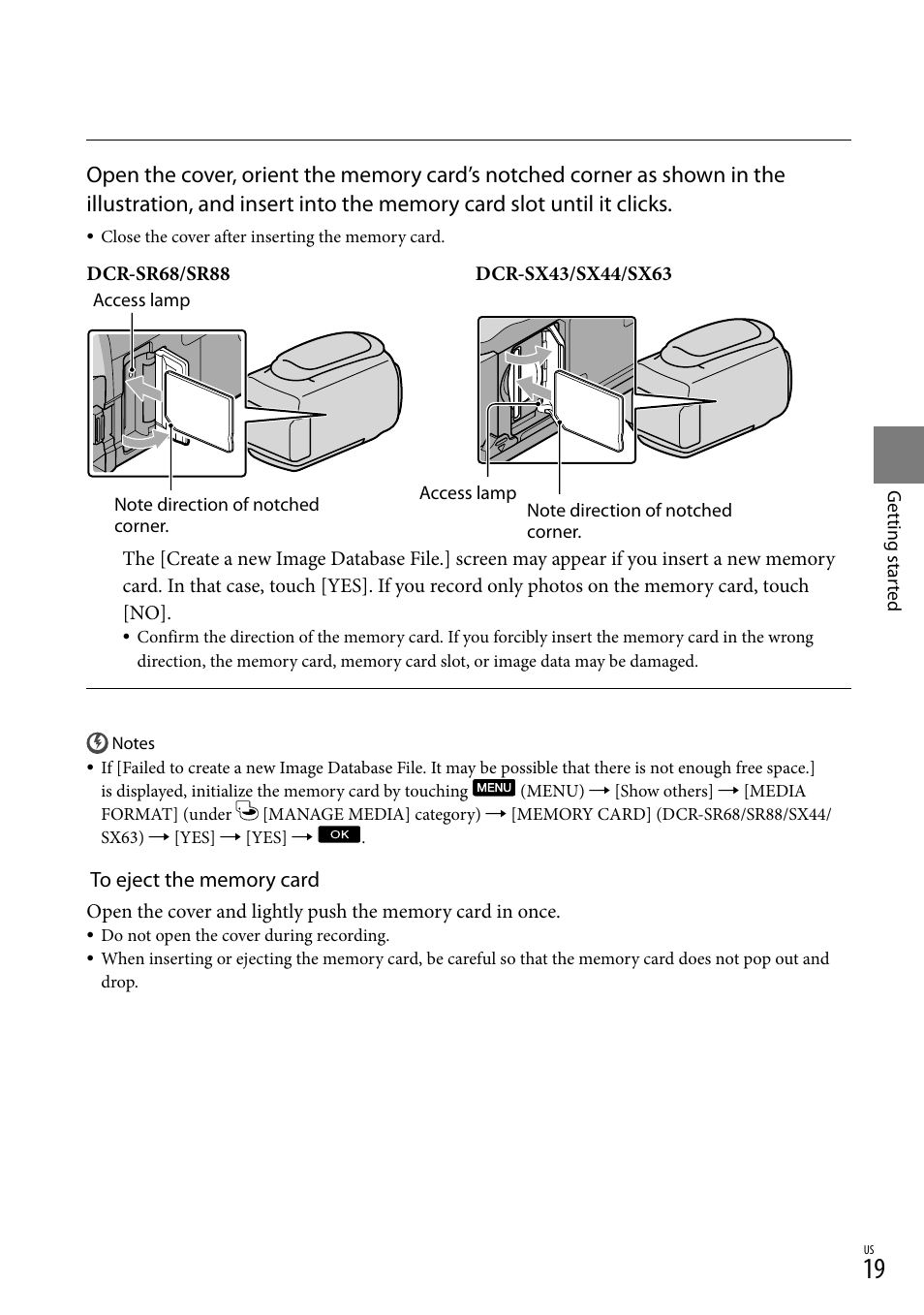 19) i, 19) a | Sony DCR-SR88 User Manual | Page 19 / 98