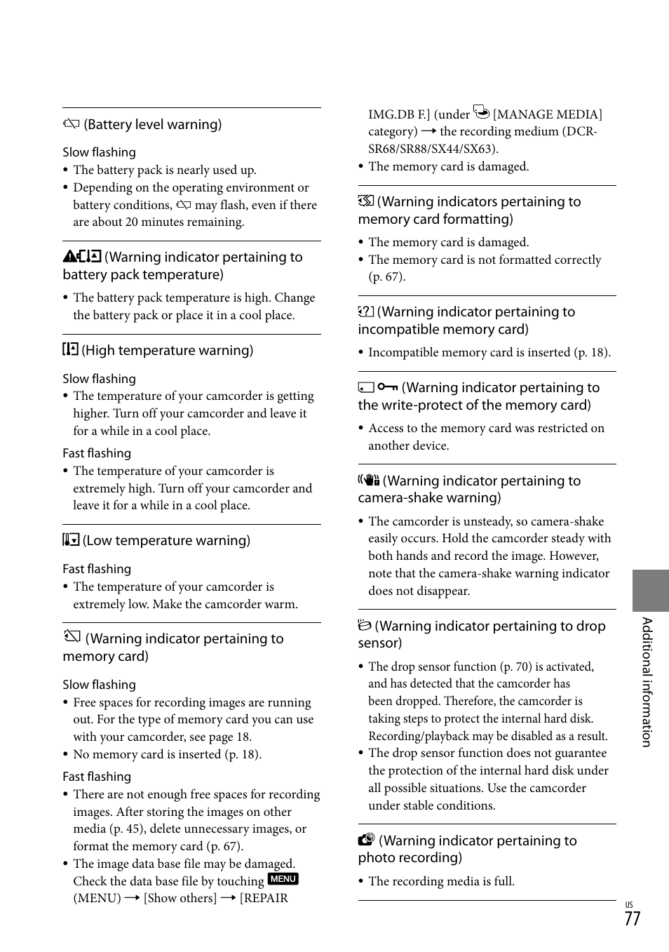 Sony DCR-SR88 User Manual | Page 77 / 98