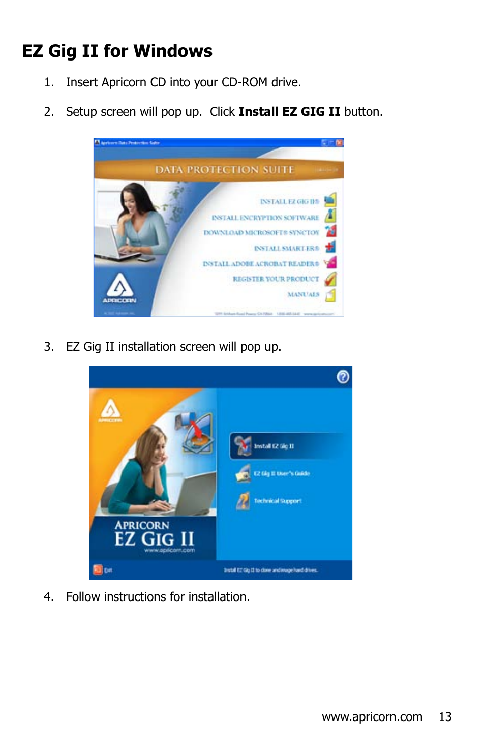 Ez gig ii for windows | Apricorn EZ Bus DTS User Manual | Page 13 / 44