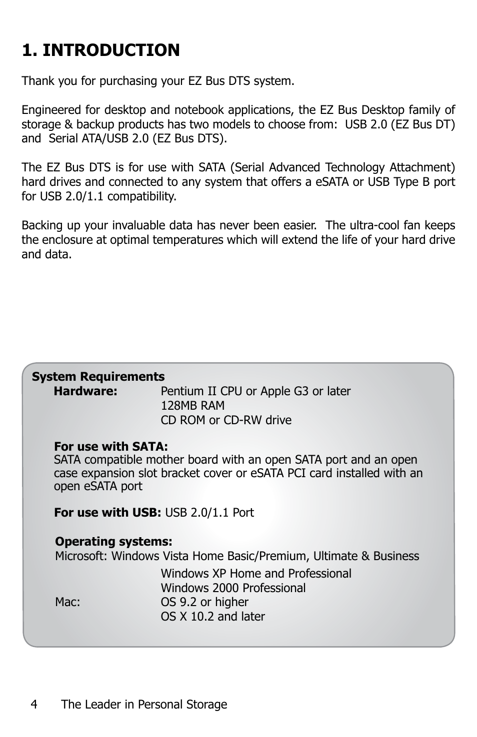 Introduction | Apricorn EZ Bus DTS User Manual | Page 4 / 44