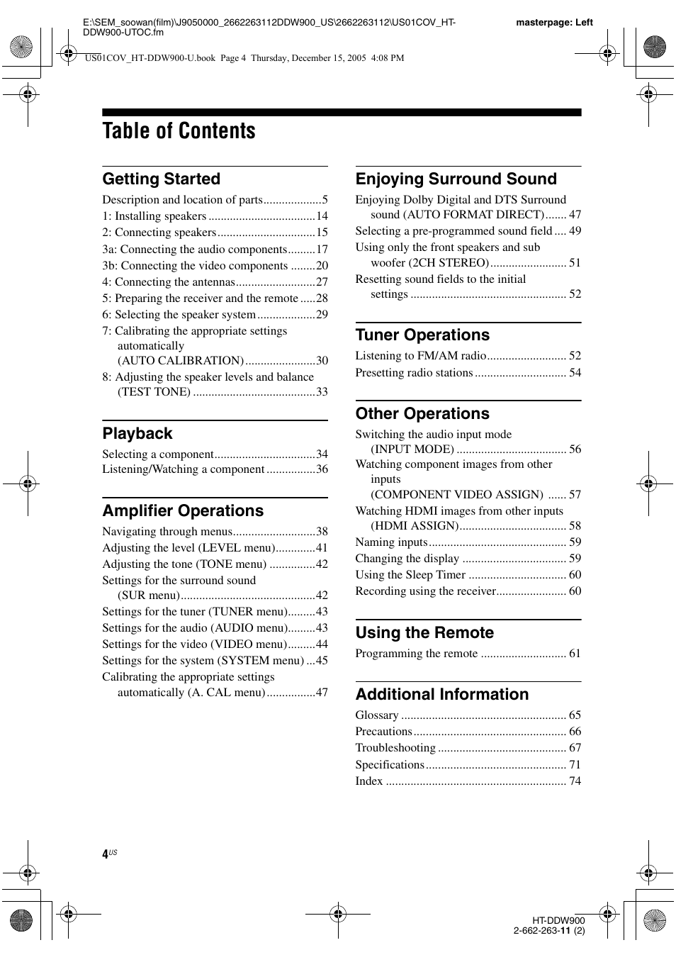 Sony HT-DDW900 User Manual | Page 4 / 76