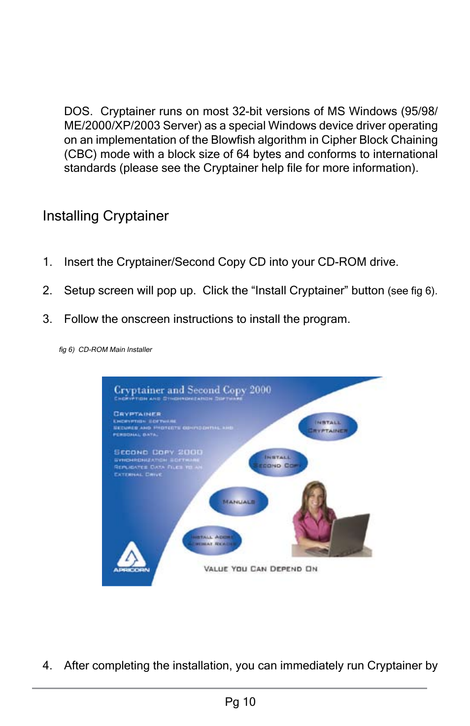 Installing cryptainer | Apricorn USB Storage Device User Manual | Page 12 / 22