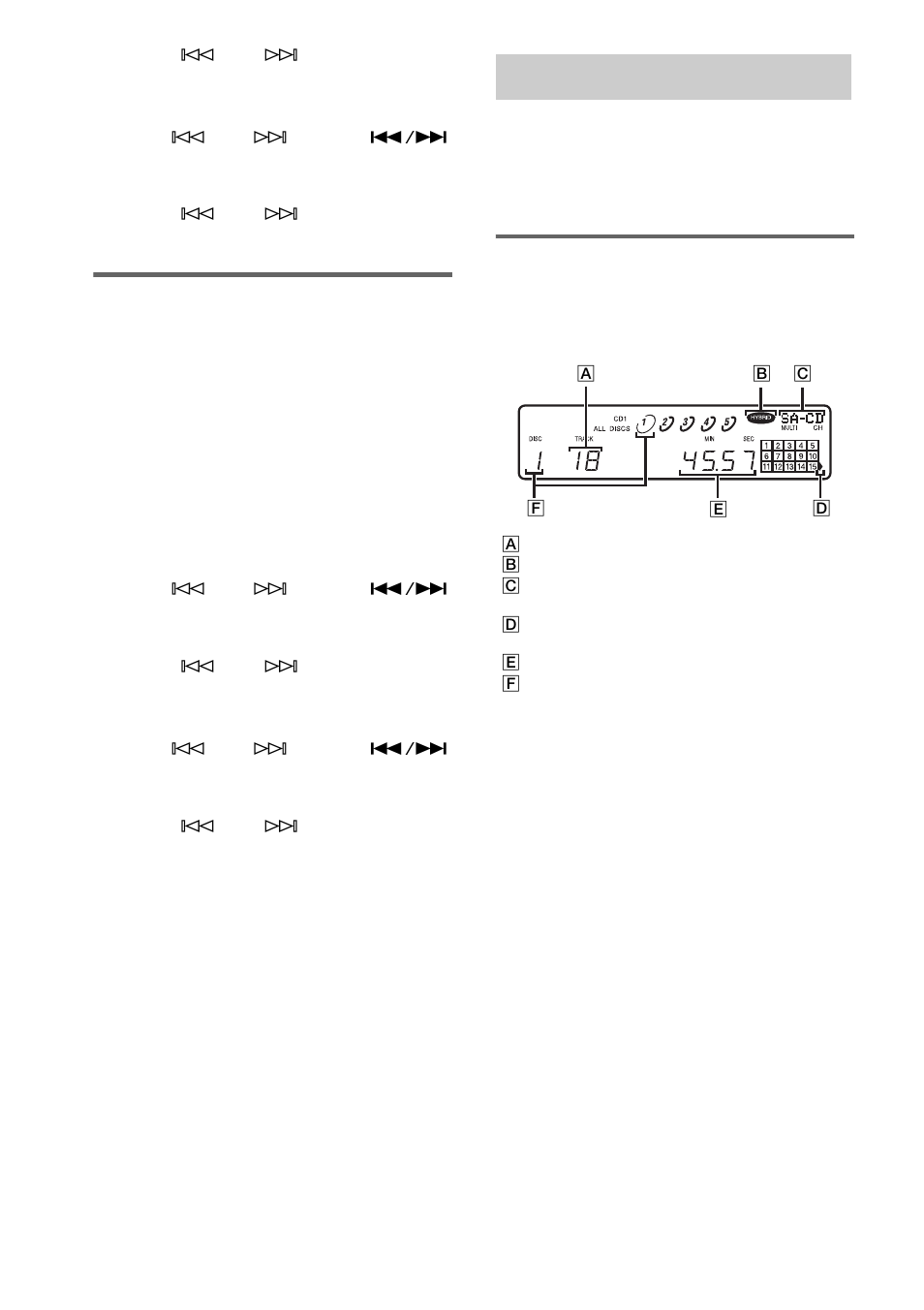 Using the display, Selecting the playback area, Disc information when a disc is loaded | Sony SCD-CE595 User Manual | Page 10 / 24