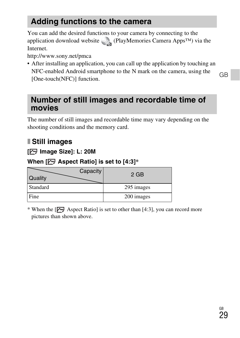 Adding functions to the camera, Xstill images | Sony DSC-HX400V User Manual | Page 29 / 80