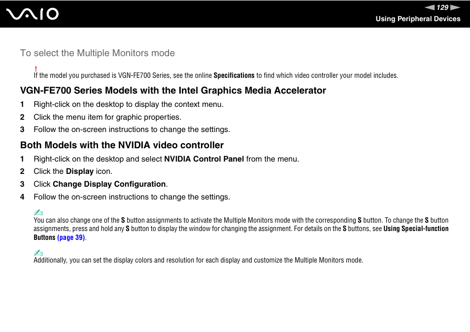 Both models with the nvidia video controller | Sony VGN-FE780G User Manual | Page 129 / 236