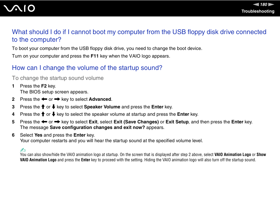How can i change the volume of the startup sound | Sony VGN-FE780G User Manual | Page 180 / 236