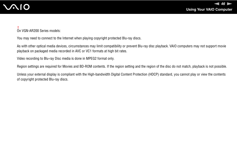 Sony VGN-FE780G User Manual | Page 46 / 236