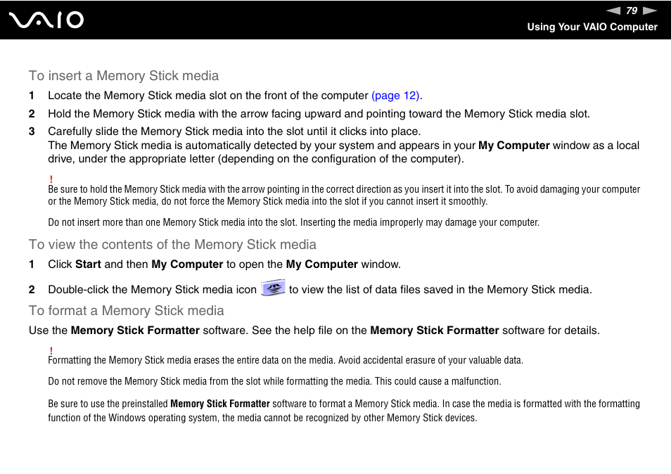 Sony VGN-FE780G User Manual | Page 79 / 236