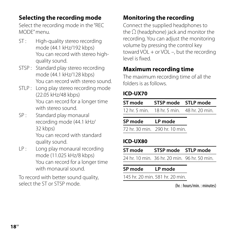 Sony ICD-UX70PINK User Manual | Page 18 / 64