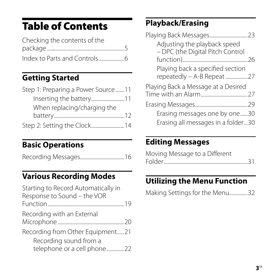 Sony ICD-UX70PINK User Manual | Page 3 / 64