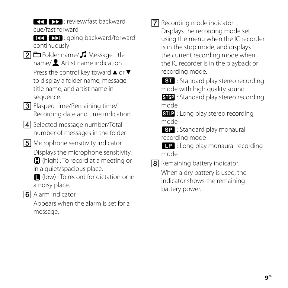 Sony ICD-UX70PINK User Manual | Page 9 / 64