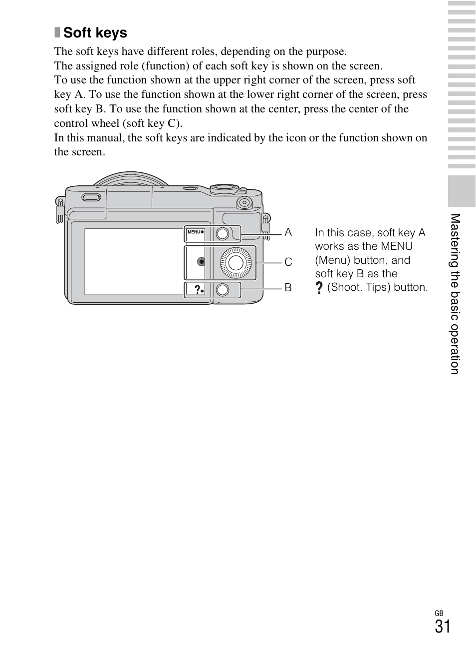 Xsoft keys | Sony NEX-3NL User Manual | Page 31 / 88