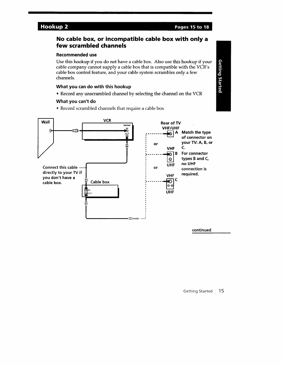 Recommended use, What you can do with this hookup, What you can't do | Hookup 2 | Sony SLV-779HF User Manual | Page 15 / 100