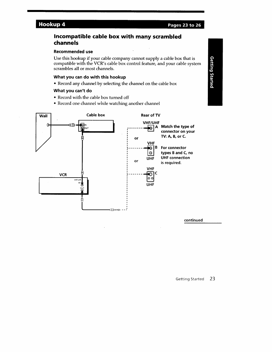 Recommended use, What you can do with this hookup, Hookup 4 | Sony SLV-779HF User Manual | Page 23 / 100