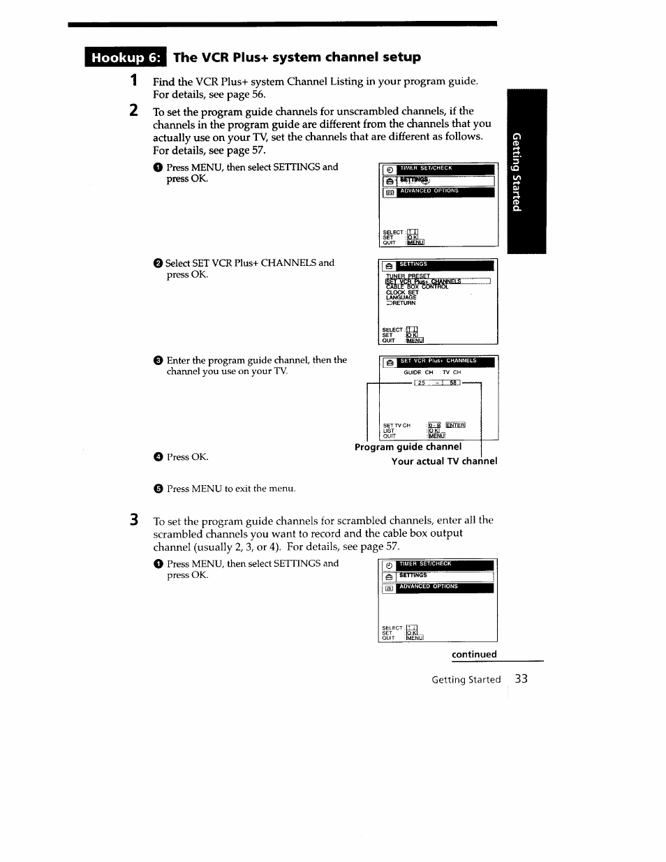 111 ©i “ttois; íü, Hookup 6: the vcr plus-i- system channel setup | Sony SLV-779HF User Manual | Page 33 / 100