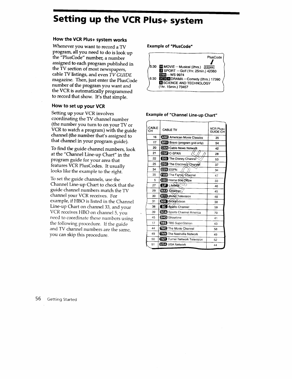 Setting up the vcr plus+ system, How the vcr plus+ system works, How to set up your vcr | Sony SLV-779HF User Manual | Page 56 / 100