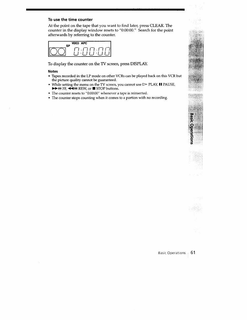 To use the time counter, Notes, Li li li li li | Sony SLV-779HF User Manual | Page 61 / 100